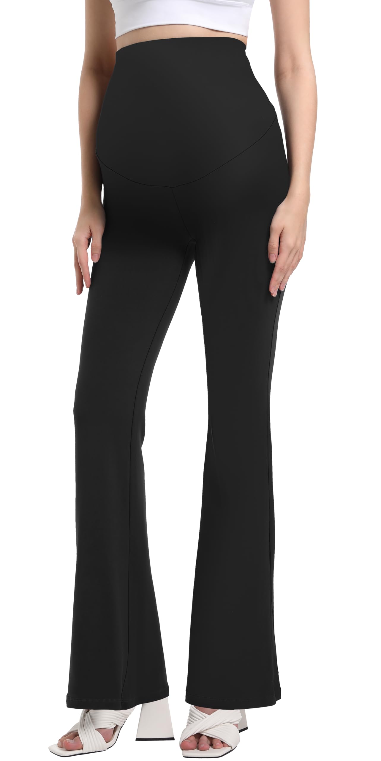 V VOCNI Women's Maternity Flare Leggings Over The Belly Bootcut Bell Bottom Pregnancy Leggings Lounge Yoga Pants
