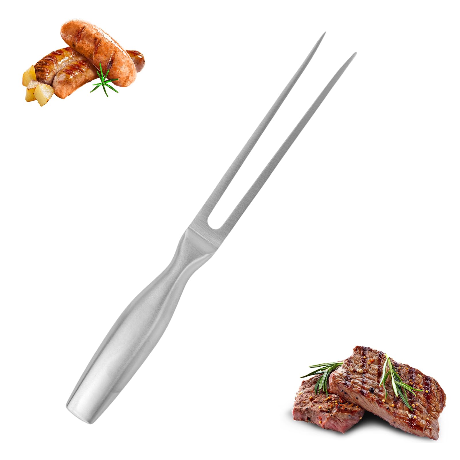 Tenedor De Carne De Acero Inoxidable, 27×2,3cm Tenedors De Calidad para Servir Carne, Tenedores para Servir Carnes Y Trinchar para Filete De Ternera, Chuletas De Cordero, Salchichas, Pescado, Gambas