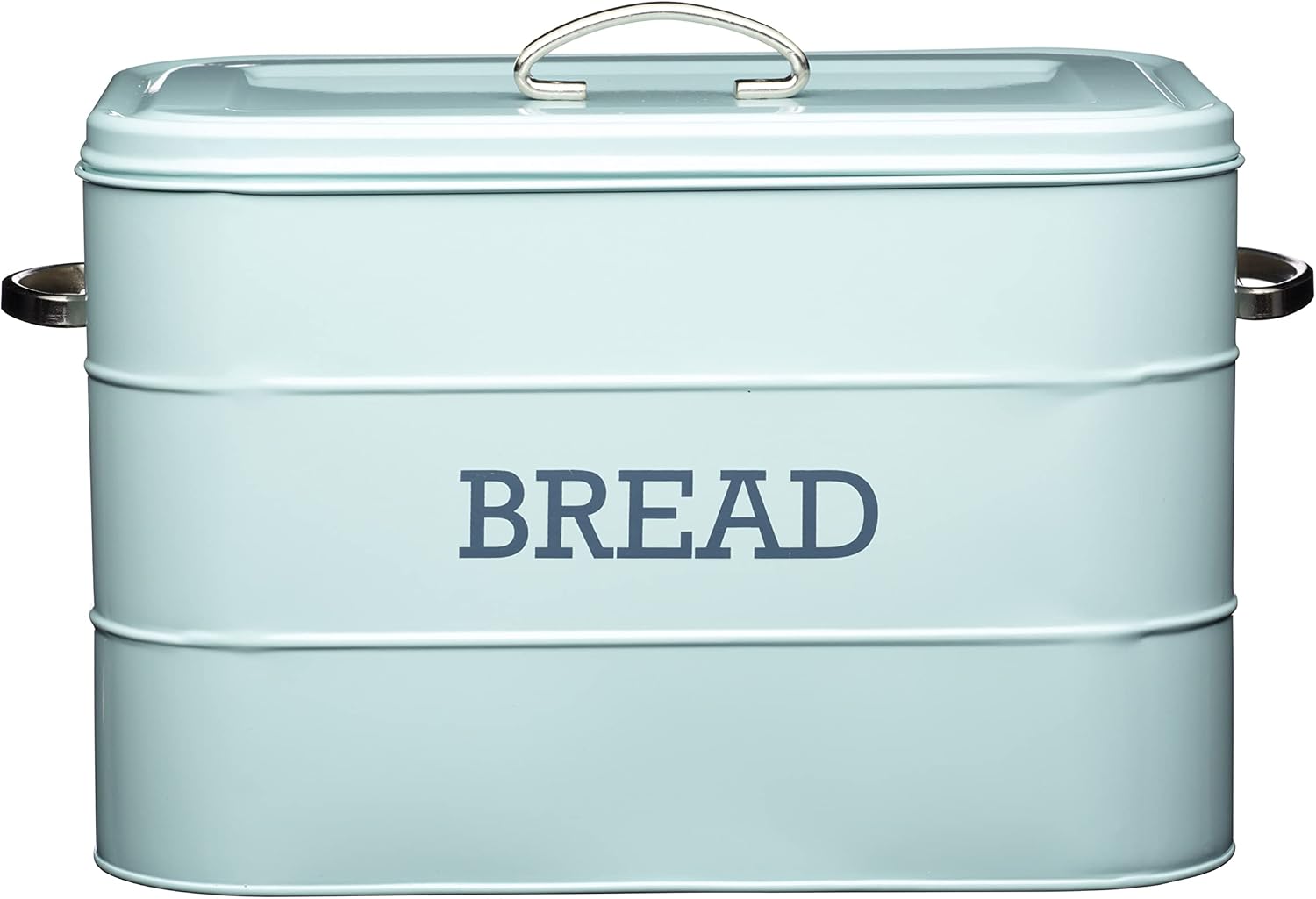 KitchenCraft Living Nostalgia Large Metal Bread Bin, 34 x 21.5 x 25 cm - Vintage Blue