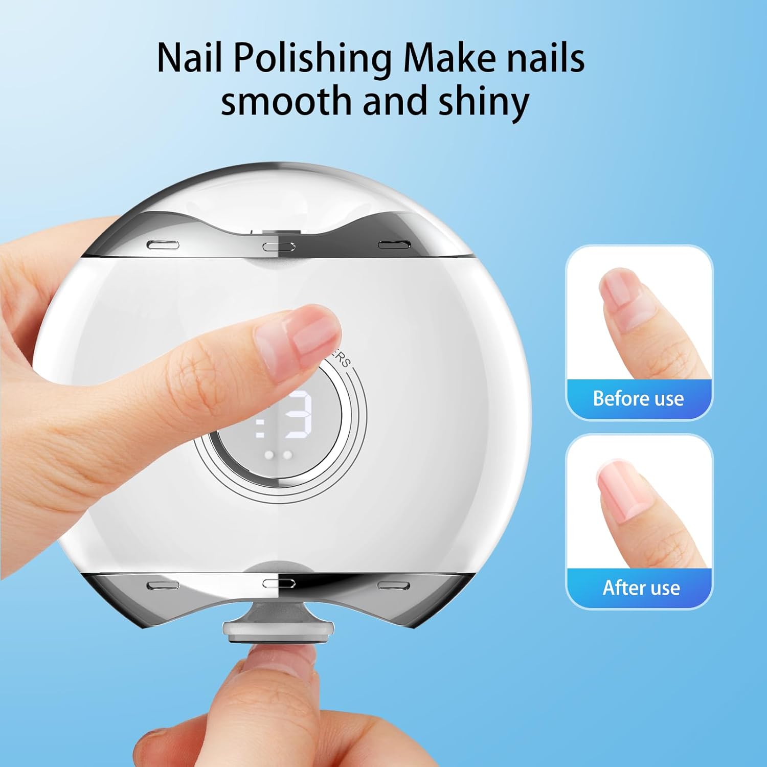 Electric Nail Clipper with LED Light & 3 Speeds, Fingernail Cutter and Polisher and Exfoliating 3 in 1 Nail Scraps Storage Rechargeable Safety Fingernail Trimmer for Baby Seniors and Adult