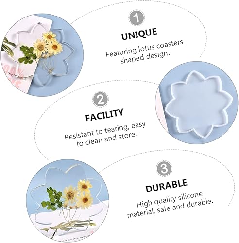 Miniatura 7 de EXCEART Jewelry Earrings Pendants Coaster Accessory Casting for DIY Holder Handmade Lotus Tray Cup Silicone Necklaces Creative Table Home Bracelets