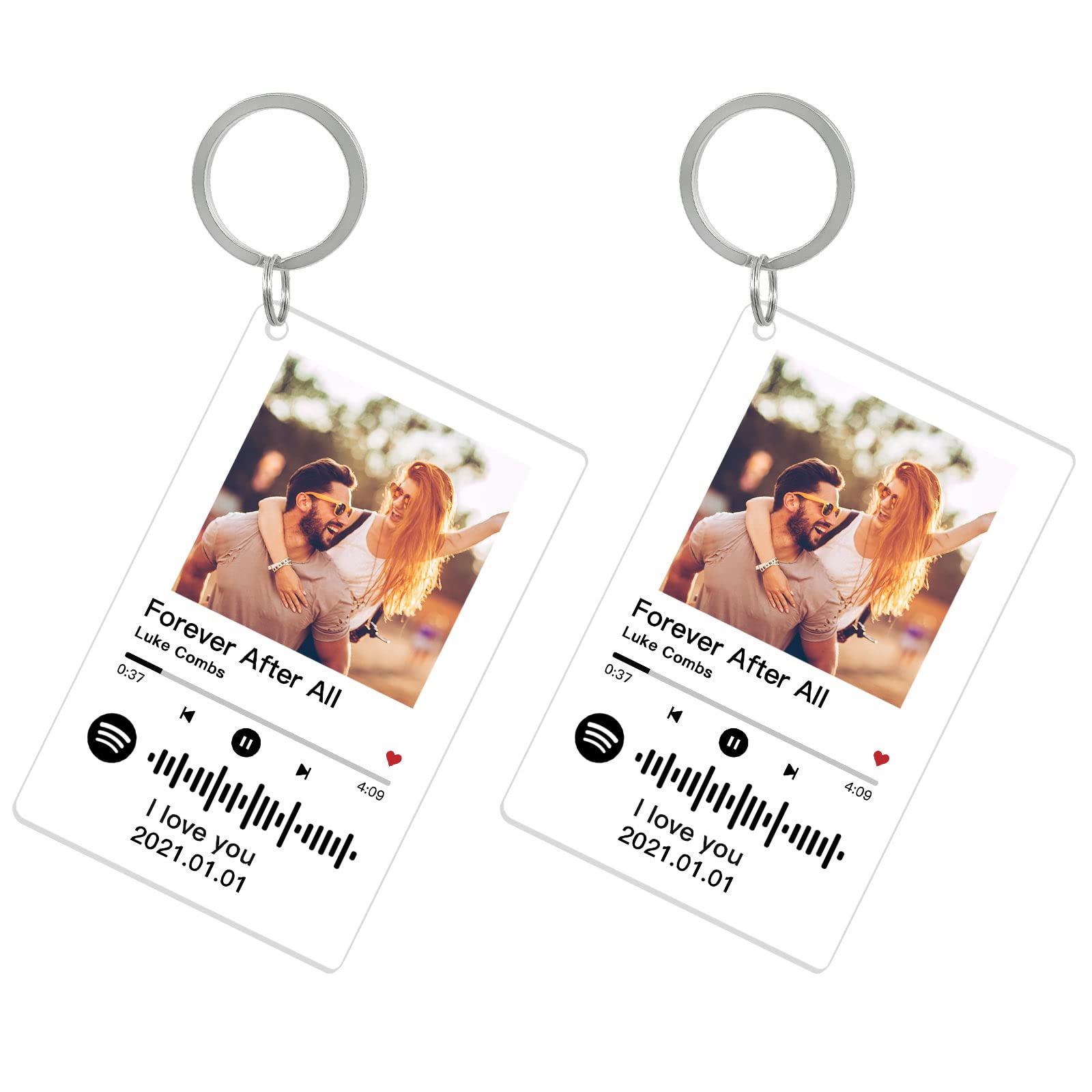 Injoyser2 Pack Personalised Spotify Code Keychain Plague - Personalised Gift for Her Custom Engraved Acrylic Song Album Cover with Photo, Customised Music Picture Keyring for Men Women by Injoyser, 5x8cm