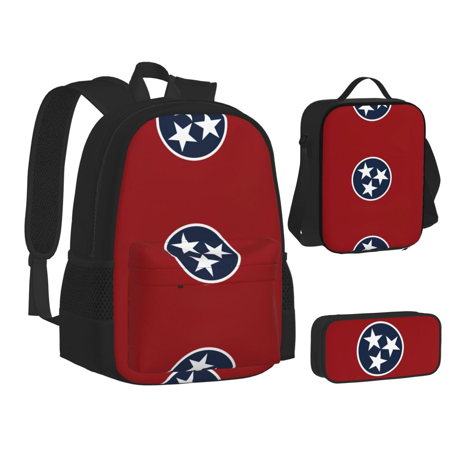 Tennessee flaga stanu plecak dziecko chłopcy dziewczęta pudełko na lunch szkoła torba zestaw uczniów szkoły student prezent, Czarny, One Size, Bagaż
