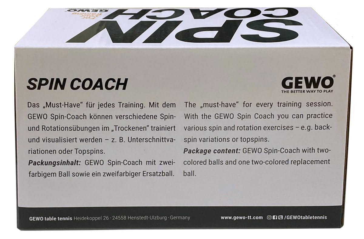 GEWO Spin Coach Tischtennis Spintrainer - Trainingshilfe mit Saugnapf & flexiblem Arm - Ping Pong Ball für Spin-Übungen - Perfekt für Kinder & Erwachsene - Tischtennistrainer für Zuhause