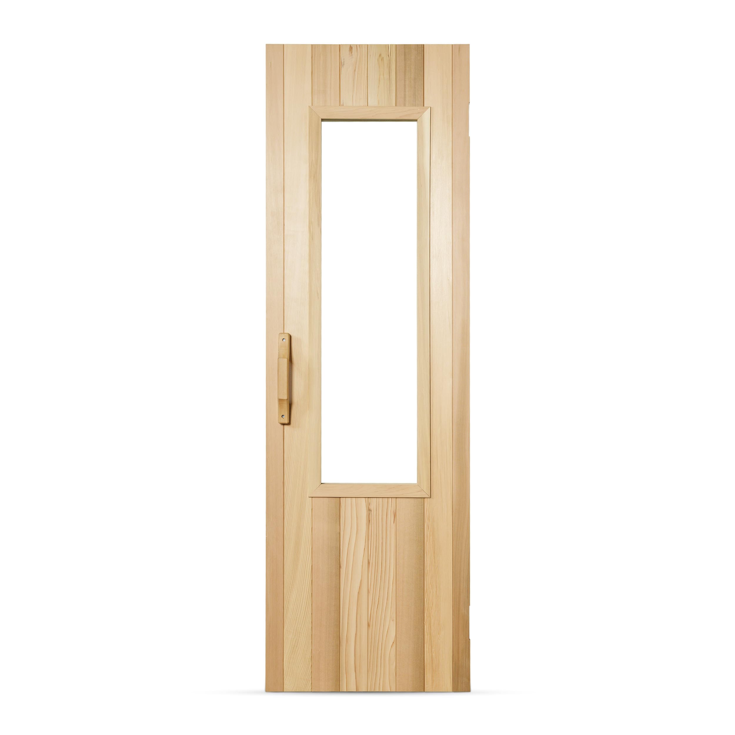 Northern Lights Group Insulated Red Cedar Sauna Door with Window, Tempered Glass Window Sauna Room Door, Barrel Sauna Door, Western Red Cedar Door with Hardware
