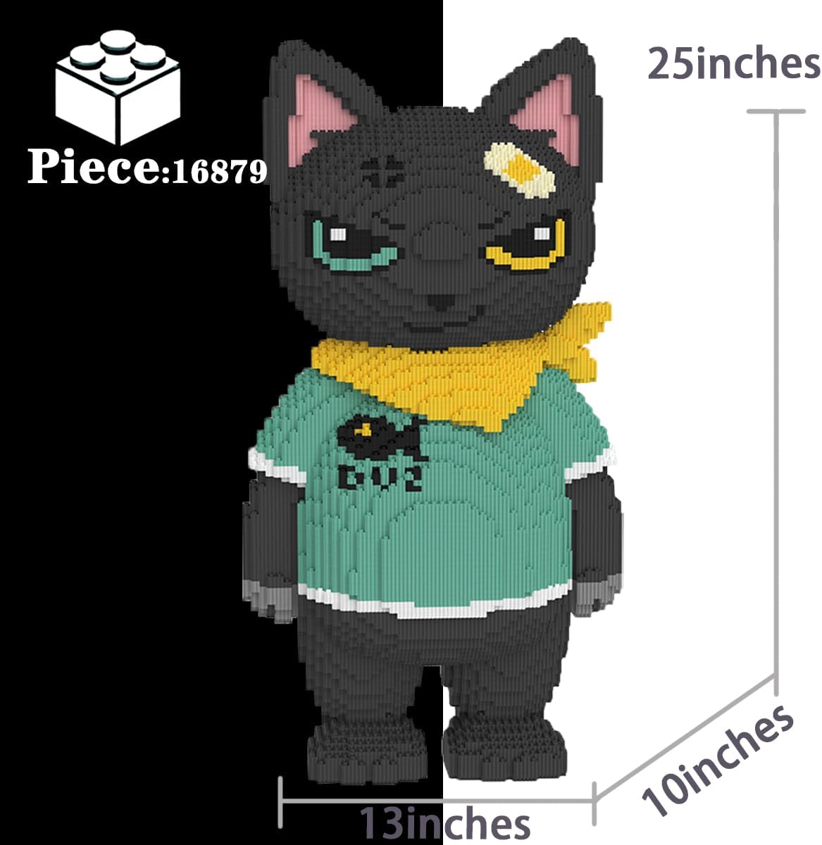 Black Tuxedo Cat Animal Micro Building Blocks Set(16879Pieces), Cute and Big Lucky Black Cat Building Blocks Kit.Cat Lover Creative Gift, Home Office Decor for Kids Adults 8+ image 3