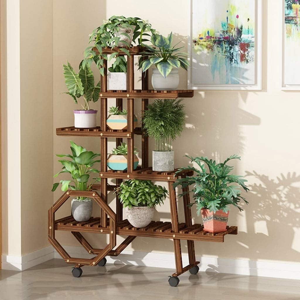 Stojak na rośliny Drewniany stojak na rośliny Stojak na rośliny Stojak na wiele kwiatów Stojak na Bonsai Stojak na rośliny na patio z kółkami Stojak na kwiaty
