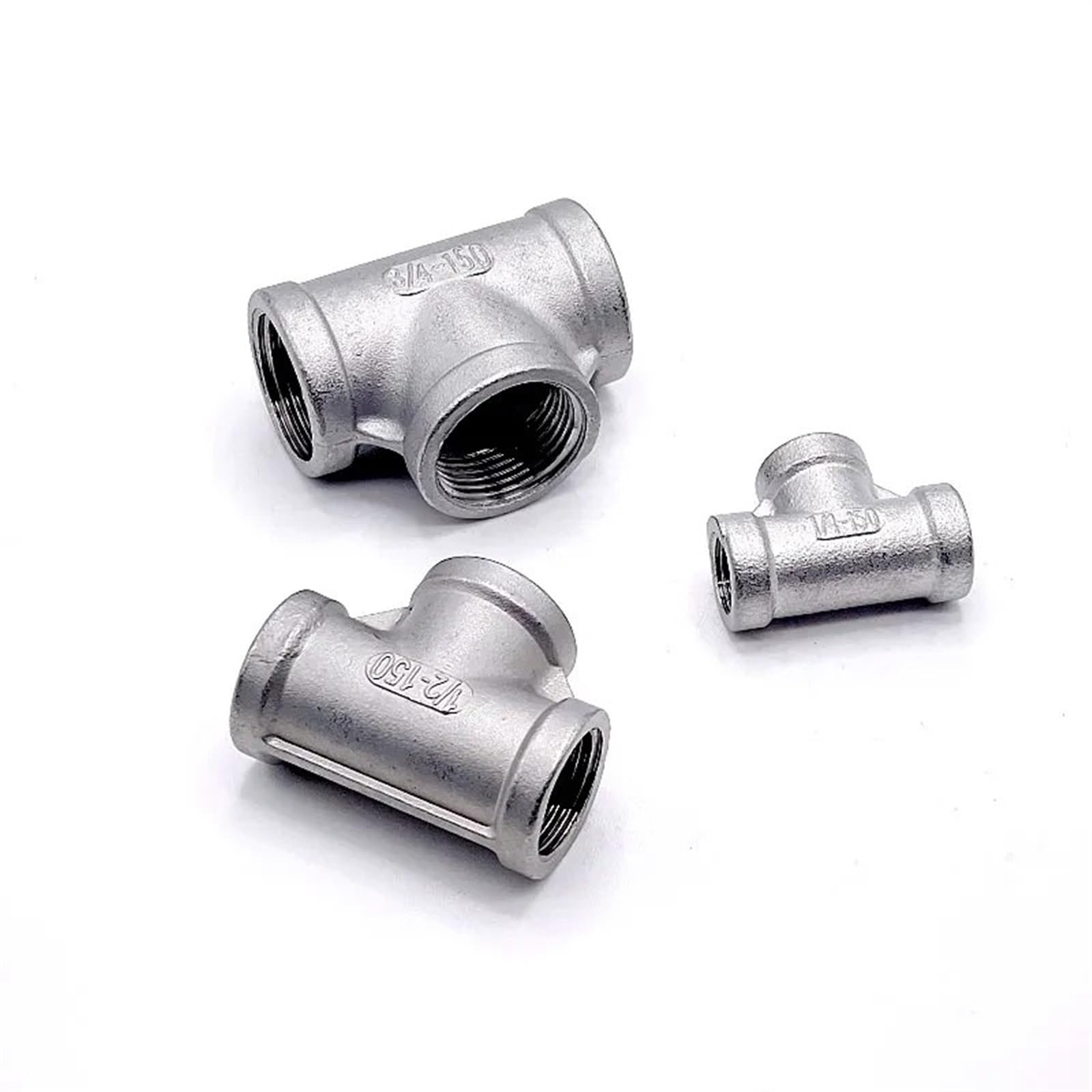 Conector en T de 3 vías Adaptador de Acero Inoxidable Rosca Hembra BSP Accesorio for tubería Agua en T 3 vías(2")