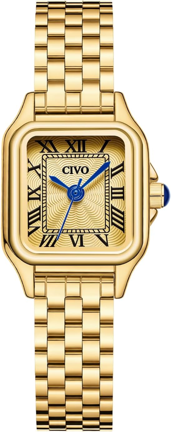 CIVO Gold Watches for Women Vintage: Small Wrist Bracelet Watch with Roman Dial - Dainty Luxury Square Ladies Watch - Gifts for Mom Wife at Birthday Anniversary