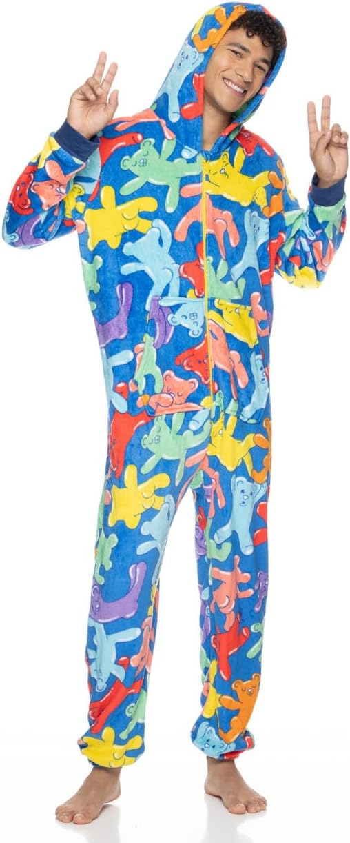 Joe Boxer Mens Plush Onesie, Printed Men's Novelty One-Piece Pajamas, Mens Onesie Pajamas, Adult Onesie