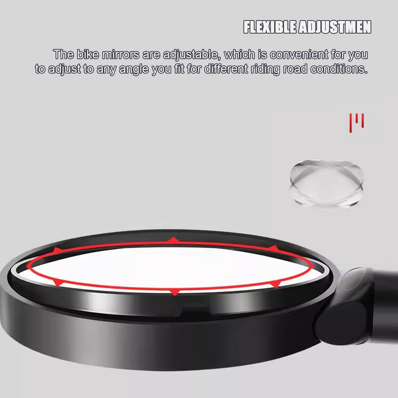 Miroir de Vélo Rétroviseurs de Vélo à Lentille Convexe Réglable, Universel pour Gauche et Droite, Guidon de 0,87 "-1,26" pour Vélo de Route et de Montagne pour Vélo électrique,2PCS