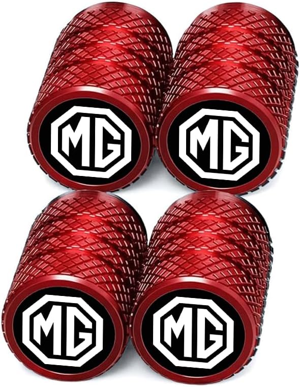 Greenworld Premium Red Metal Car Tyre Valve Cap Air Cap Car Tyre Valve Stem Cap Air Covers with Logo (M-G)