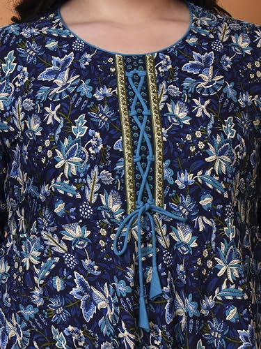 Image of Yash Gallery Women's Rayon Relaxed Fit Anarkali 's Floral Printed Kurta