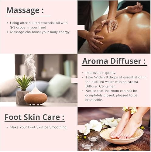 Miniatura 5 de SVATV Aceite esencial de geranio, aceites de aromaterapia de grado terapéutico, aceite de fragancia para difusor, yoga, masaje y cuidado personal de