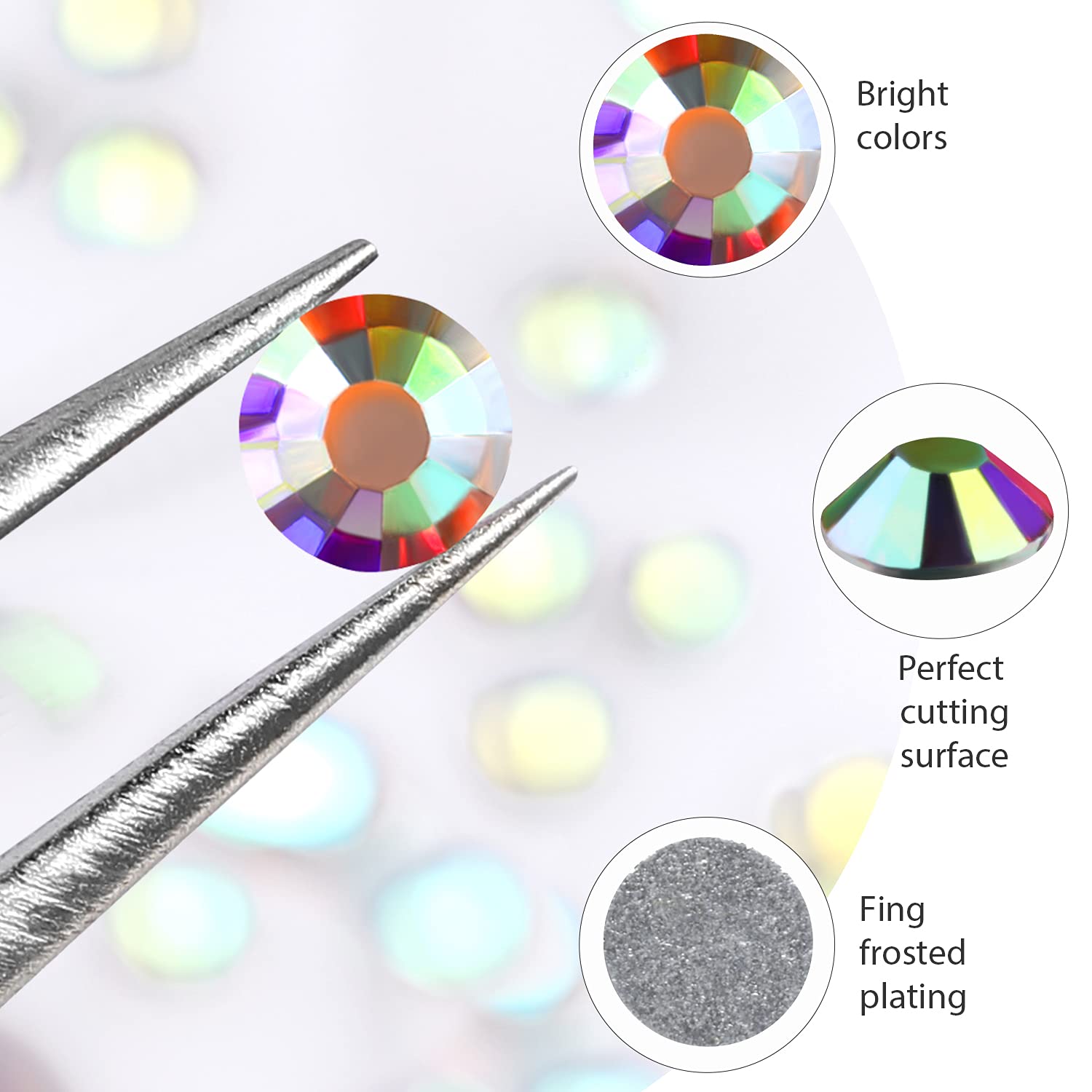 Rhinestones for Nails Gems Crystals - 1848 Pcs Sunbow Rhinestones Nail Charms Set Diamonds Iridescent Clear Class 1728pcs Multi-Shape Flat Nail Jewels 120pcs DIY for Nail Art Phones Clothes Shoes Bags : Beauty & Personal Care