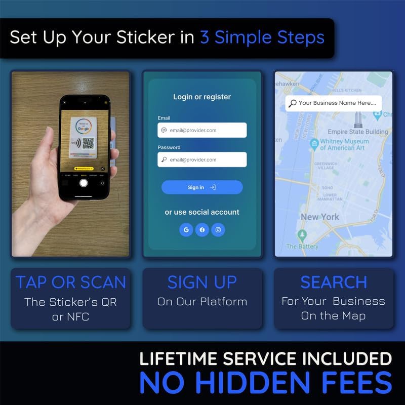 Reusable Review Tap Sticker for Google Reviews, 10-Stickers Pack, QR & Tap NFC Sticker, Review Us on Google Tap Sticker - Image 3