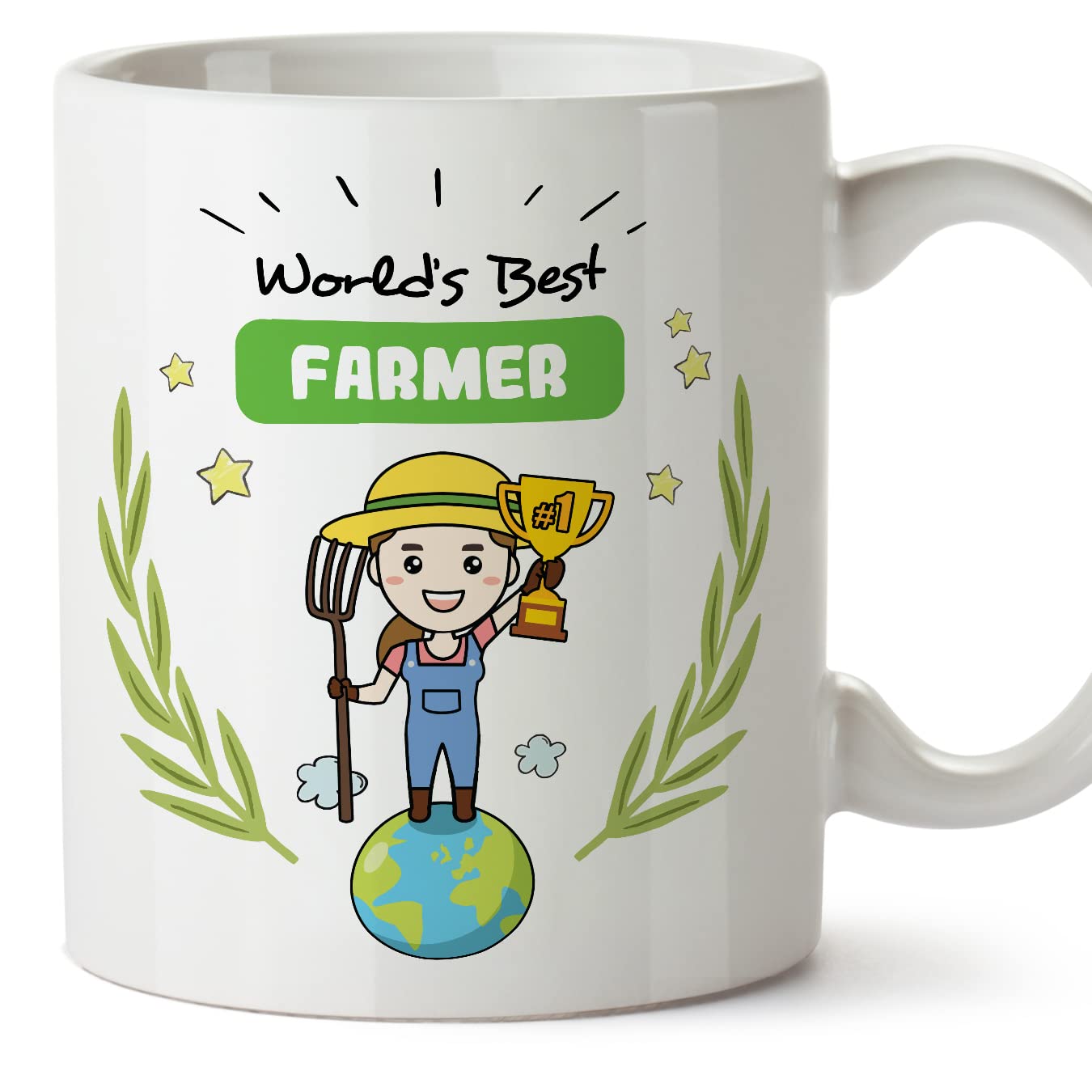 MUGFFINS Farmer Woman Mug - in English - World's Best - Funny Gift for Colleagues - Ceramic 11oz Mug