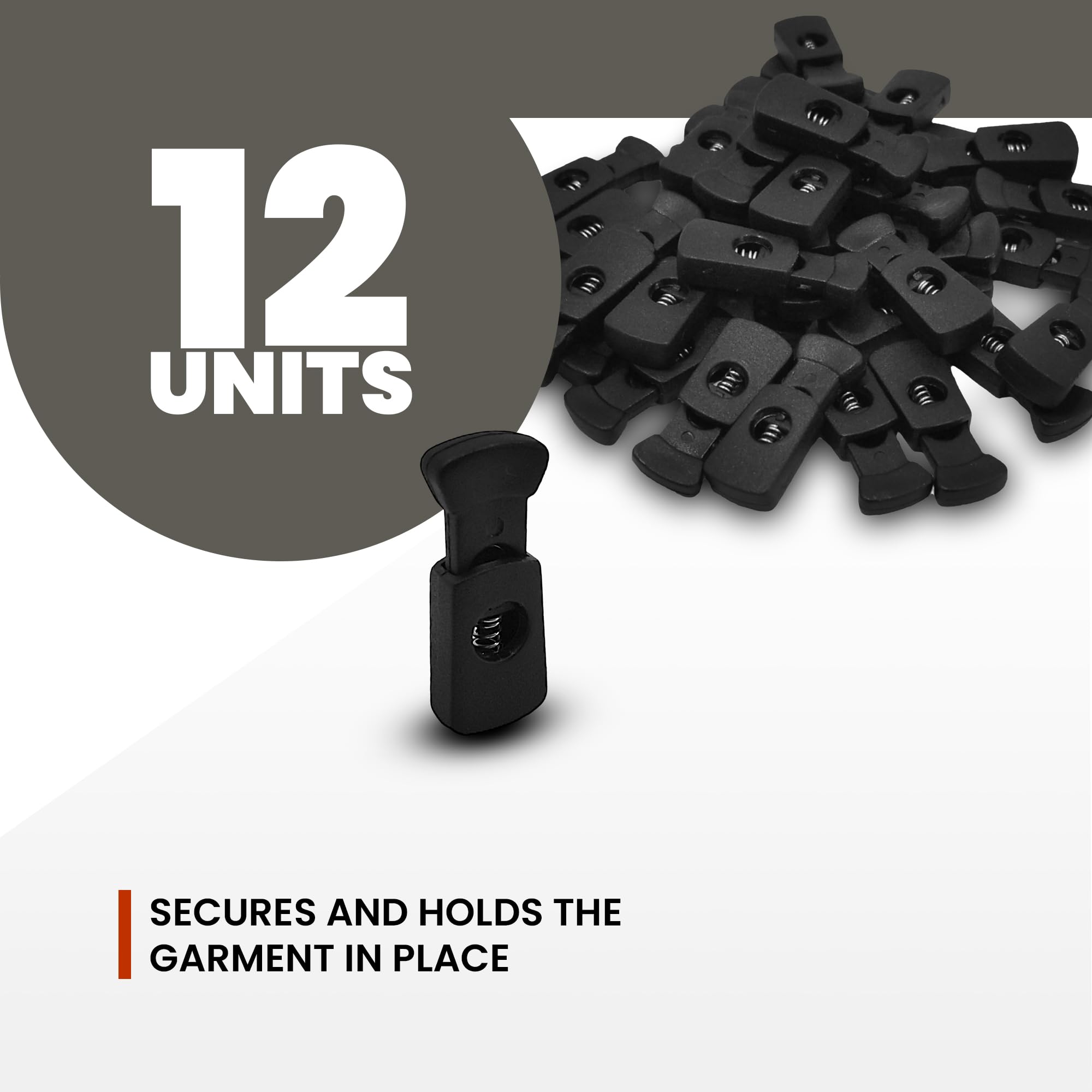 JYC CREATIVE Pack of Black Latches, Cord Stoppers, Plastic Locks for Clothes Footwear or Accessories, Cord Ties - Image 2