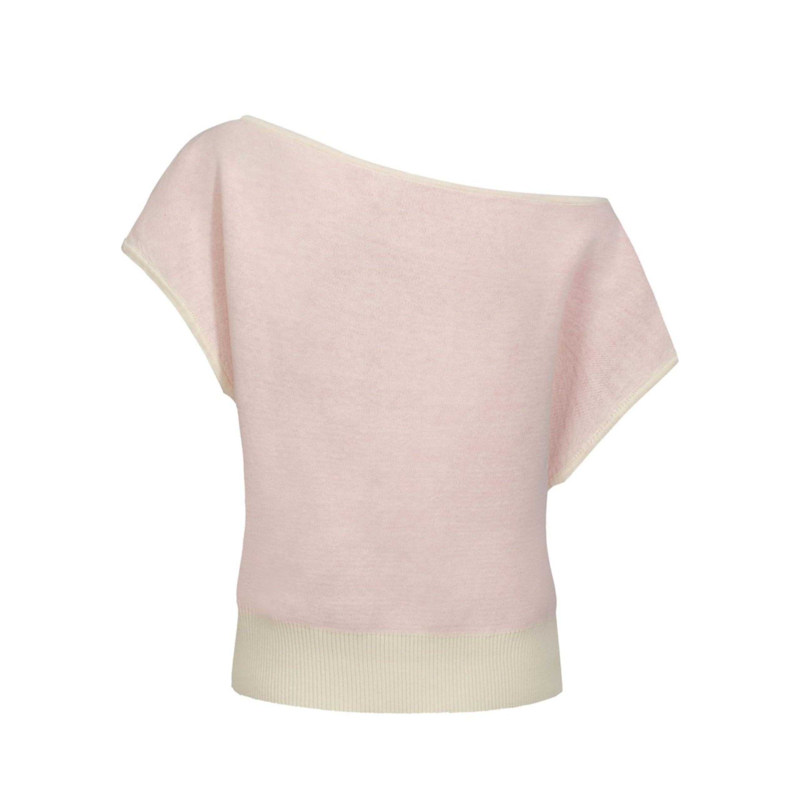 OXKNIT T-shirt d'été en coton tricoté avec épaules dénudées pour femme - Blanc - Motif perroquet rose - Version courte