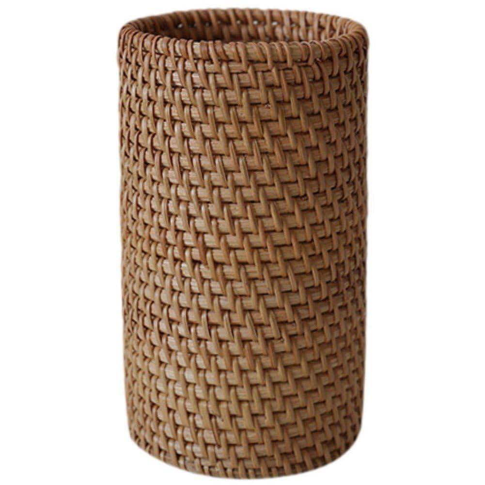 Sanfly Cylindrical High Wicker Dry Flower Vase, Rattan Plant Vase Rustic Woven Flowerpot Wicker Floor Vase Flower Arrangement Container For Home