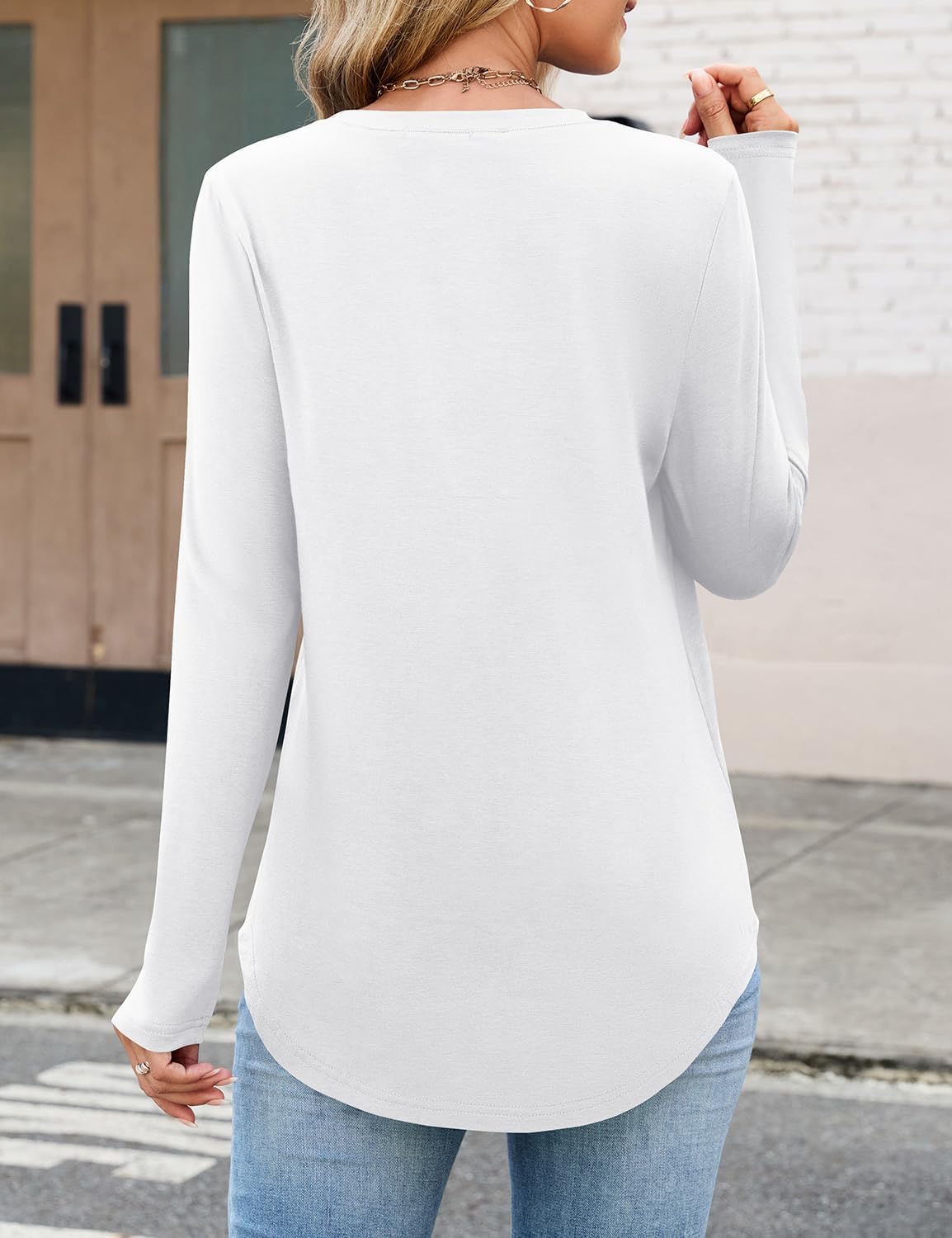 JUSTFASHIONNOW Womens Long Sleeve Shirts Crew Neck Casual Basic Blouse Flowy Loose Tunic Tops Fall Fashion 2025 - Image 5