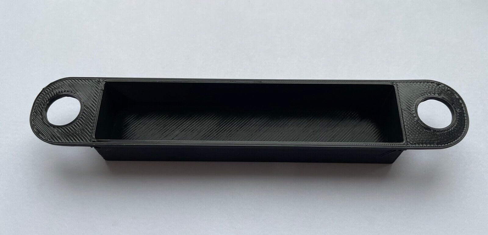 2-Pack Black Plastic Dust Boxes for Bathroom Door Strike Plates - 123mm x 22mm x 13mm, 105mm Hole Centers - Durable, Easy to Fit, UK Made