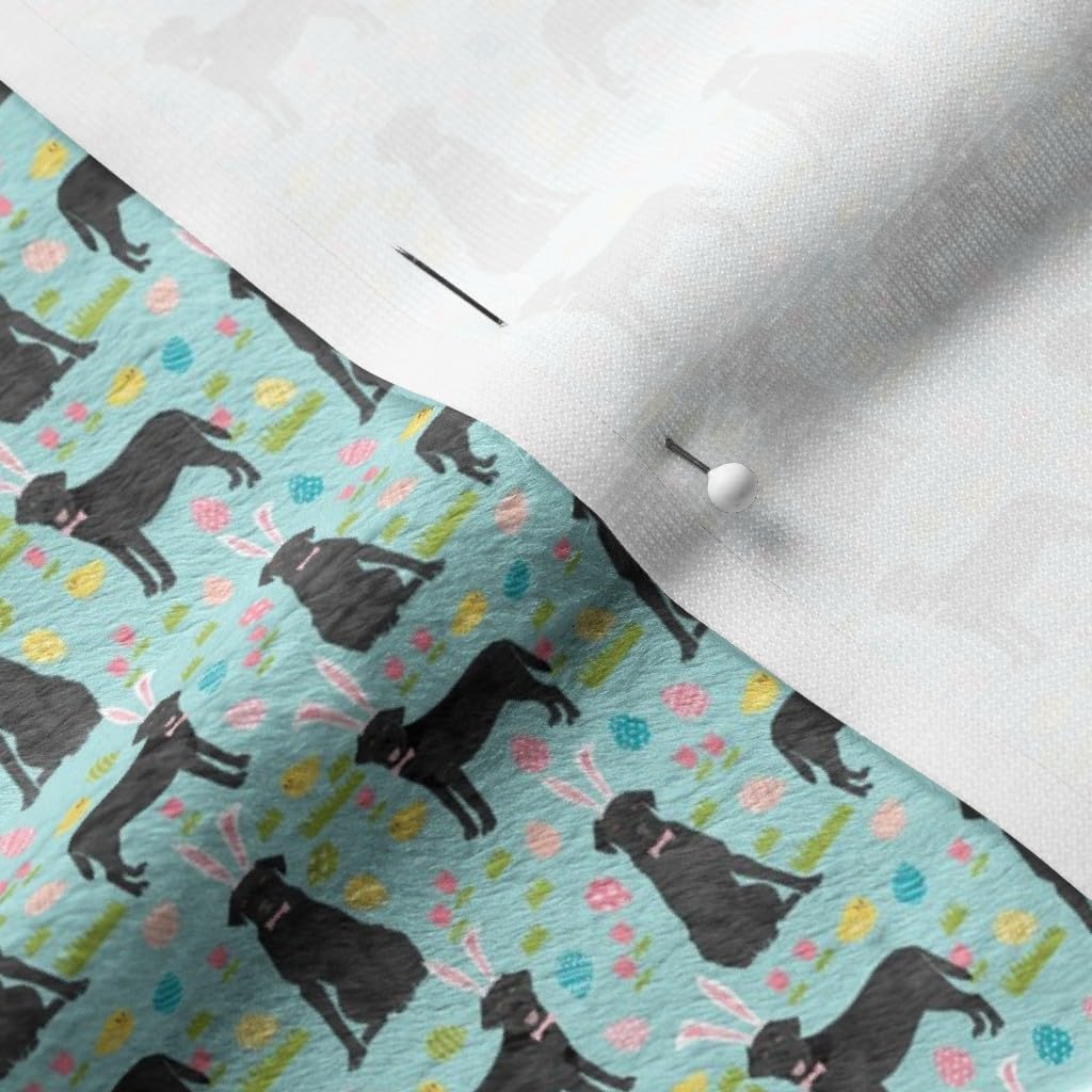 Spoonflower Fabric - Black Lab Labrador Retriever Easter Pastel Cute Dogs Blue Smaller Tiny Printed on Minky Fabric by The Yard - Sewing Baby Blankets Quilt Backing Plush