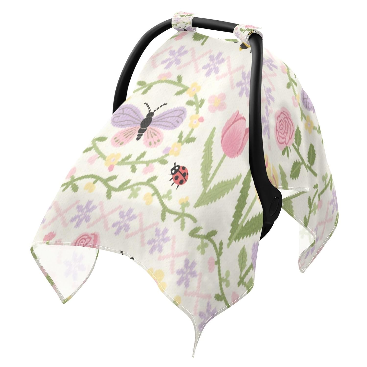 Yoogain Stroller Sun Cover Blackout, Pastel Garden, 47"x35"