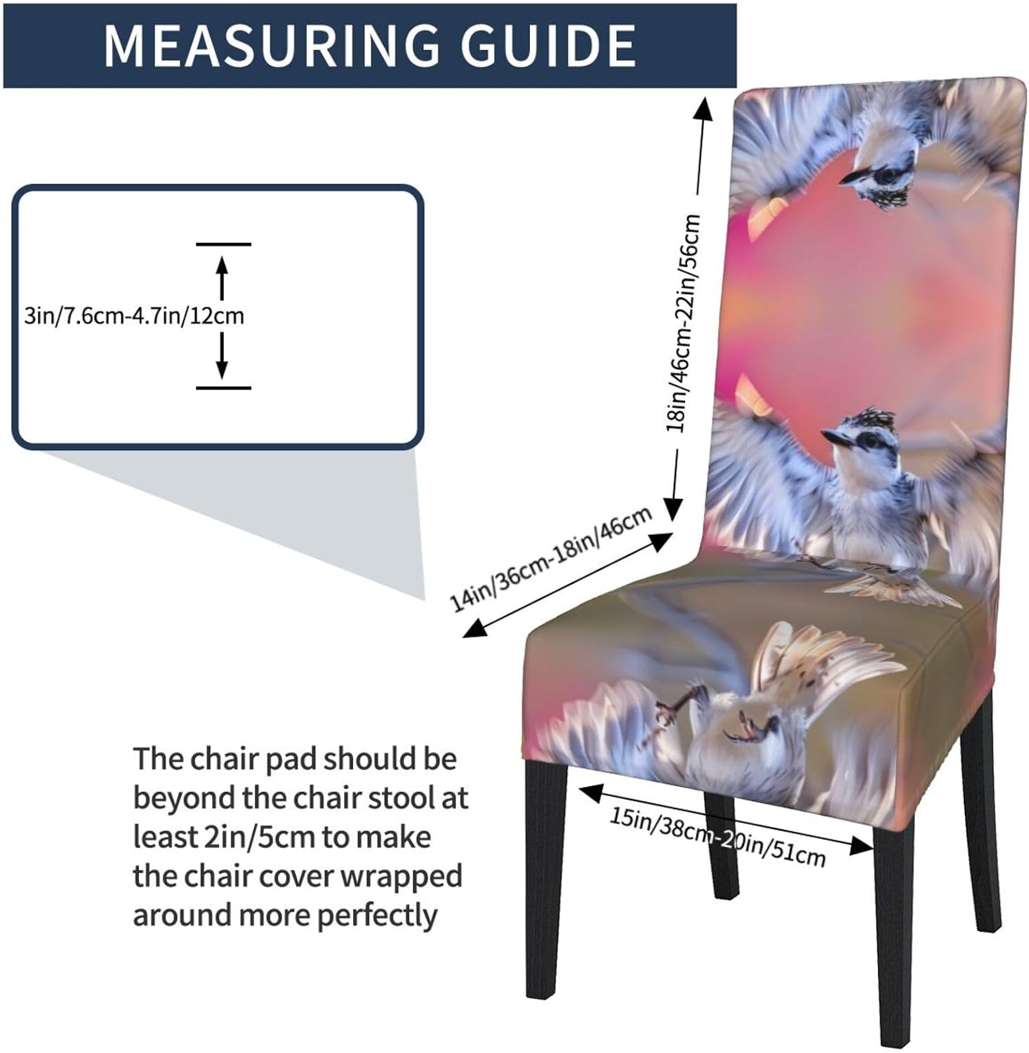 Bird in Flight Prints Protection Cover for Dining Chair - Stretchable Chair Throw Covers for Dining Room, Hotel Event Party