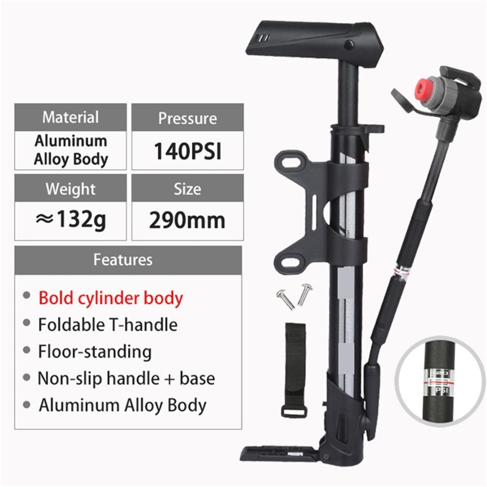 Pompa da pavimento for bicicletta Valvola di gonfiaggio for pneumatici portatile ad alta pressione for bici strada MTB Accessorio for ciclismo per pneumatici per biciclette, palloni e gonfiabil
