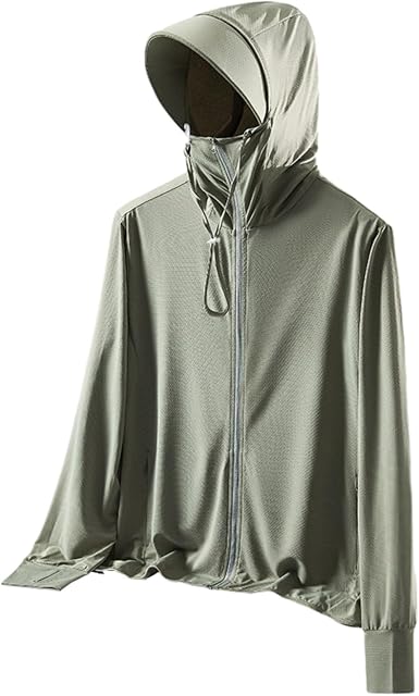 BINOXY Men's Outdoor Full Zip UPF 50+ Sun Protection Jacket Hoodie Lightweight Hiking Performance Shirt With Pockets (Color : Green, Size : L)