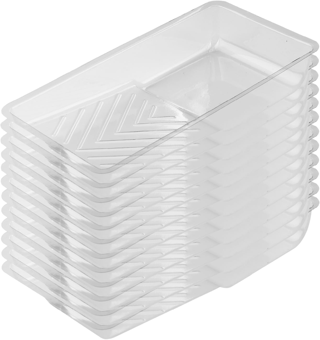 Bates Choice 4 Inch Paint Tray Liner, 12 Pack, Modern Plastic White Paint Tray