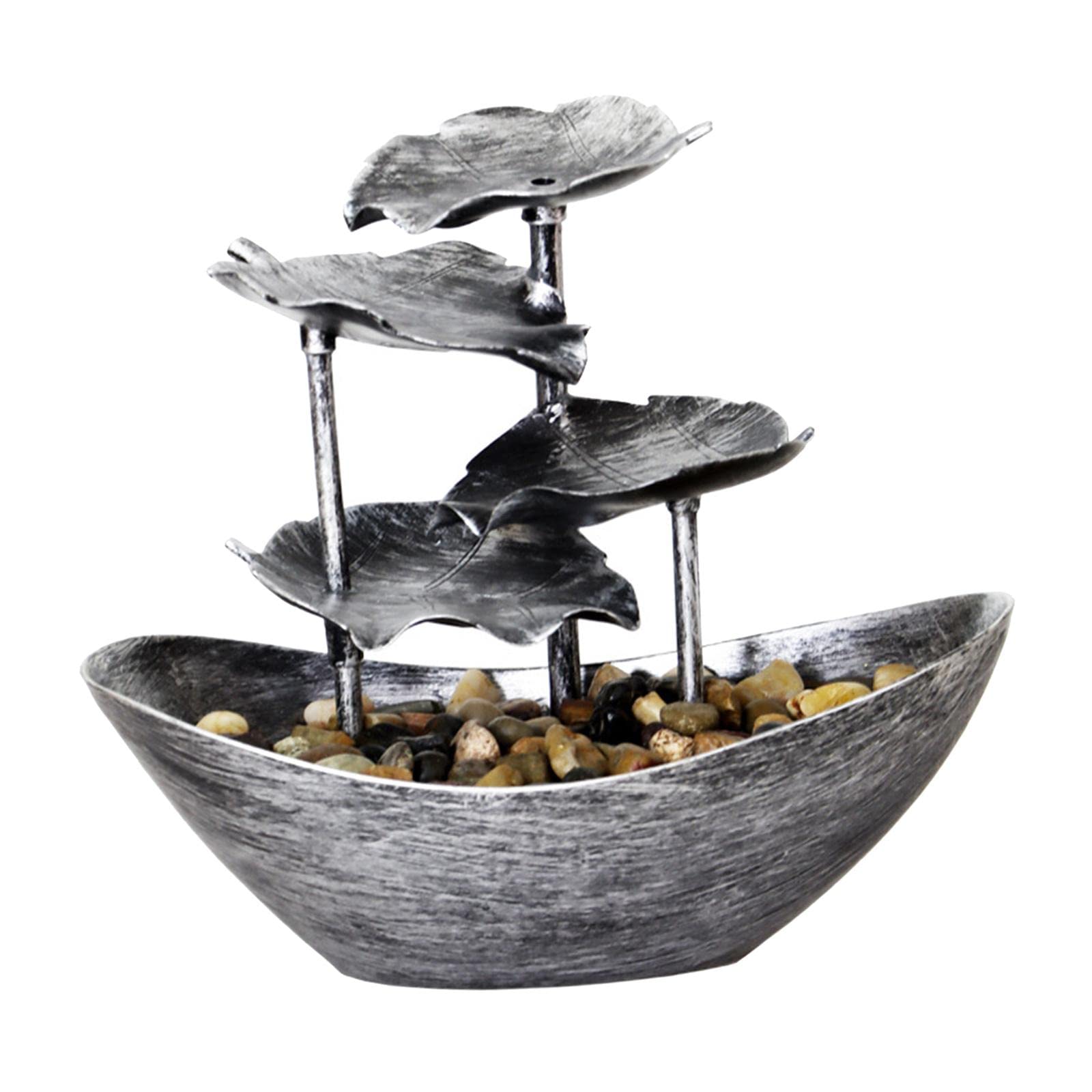 Relaxation Indoor Tabletop Fountain LED Light for Garden Desktop Decoration Silver-image-37