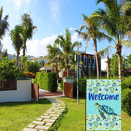 Surfapans Summer Garden Flag 12X18 Inch Double Sided Outside Sea Turtle Beach Tropical Ocean Rustic Coastal Small Outdoor Yard Burlap Flags Holiday Seasonal Decoration Porch #TOP1