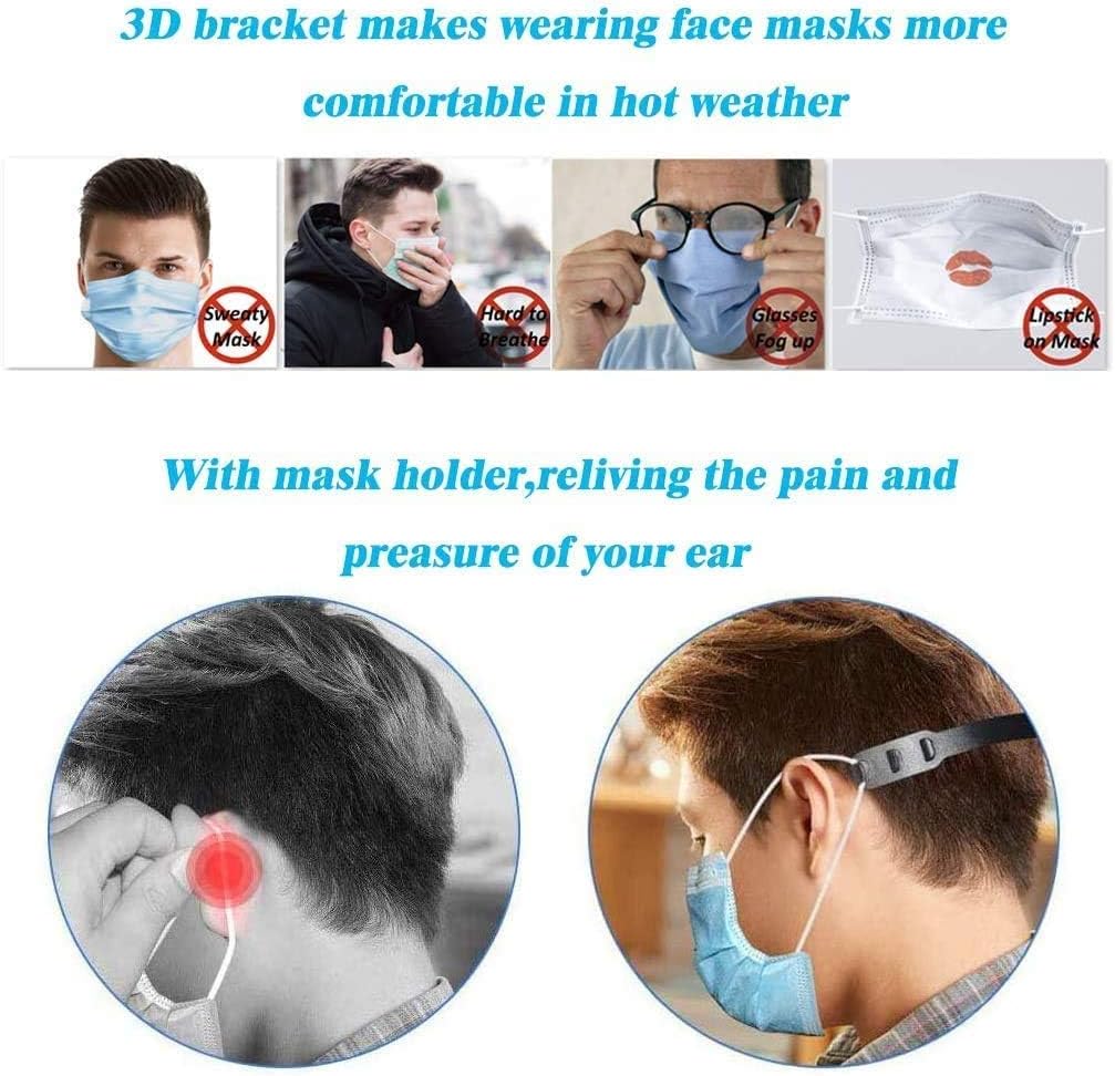 5 Sets Mask Extender Strap Mask Bracket, Reusable Mask Ear Strap Hook, Washable 3D Face Nose Mouth Bracket Mask Inner Support Frame,Adjustable Ear Strap Accessories