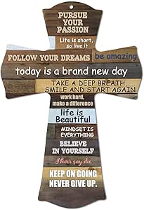 Amazon com: CALUOHO Christian Bible Verse Wooden Cross Plaque