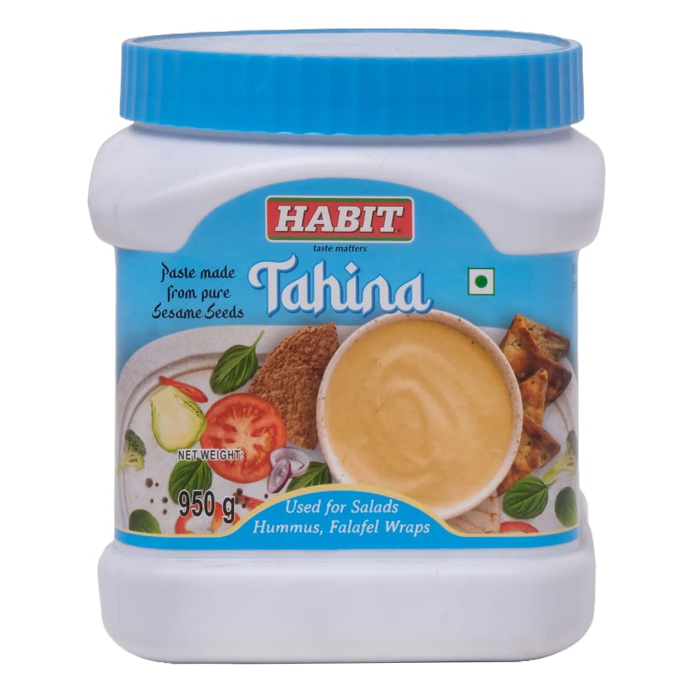 habit tahina paste 950g - pack of 1|100% pure sesame paste| vegan & gluten-free |creamy, non-gmo |no additives | ideal for hummus, dressings & nutty cookies