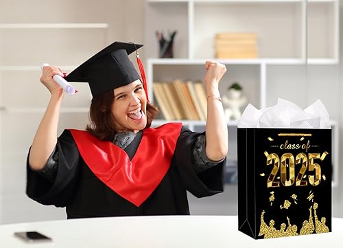 Miniatura 10 de D24TIME Bolsa de regalo de graduación clase de 2023 pequeñas bolsas de regalo con asa, paquete de 2 bolsas de regalo de fiesta de graduación, bolsa