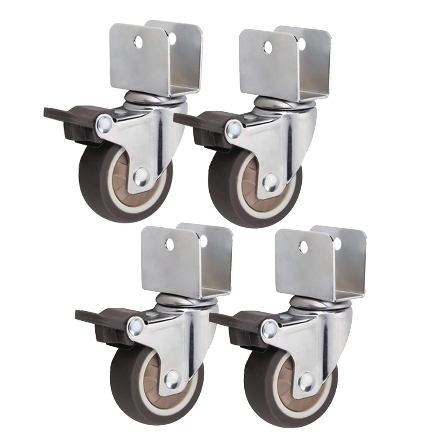 キャスターホイール ベビーベッド家具キャスター ゴムキャスター U字型スプリント回転ホイールトランスポートキャスター ブレーキ付き