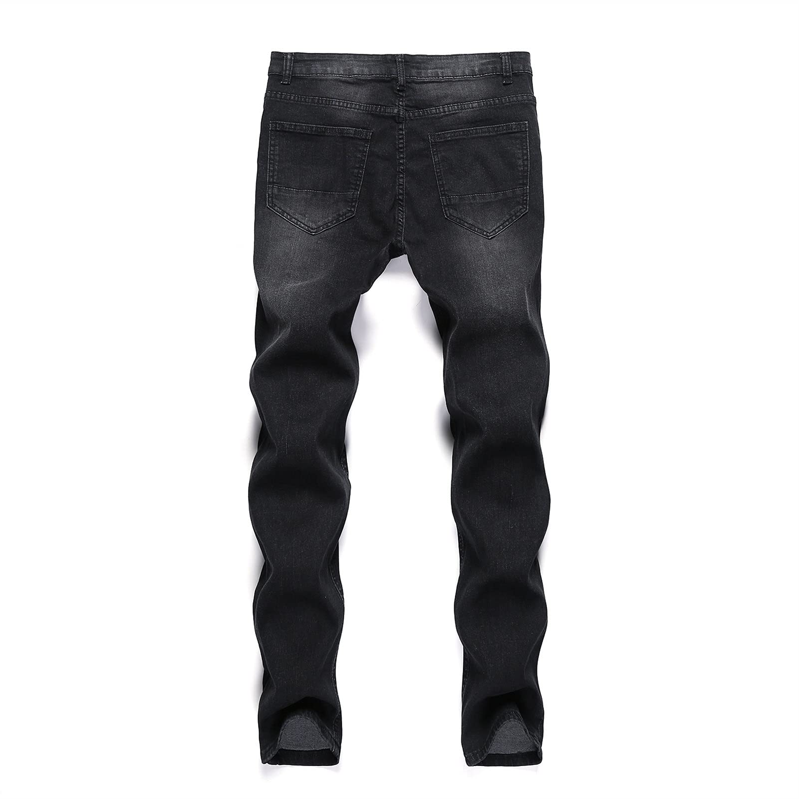 Męskie podarte obcisłe dżinsy rozciągliwe spodnie jeansowe o kroju slim fit męskie zniszczone dżinsy ze stretchem fajne czarne modne dżinsy (czarny, XL)