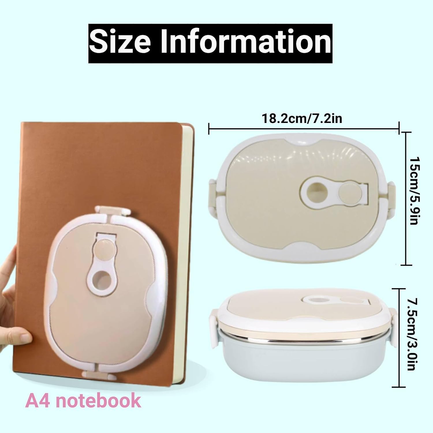 Niiyen Lunch Box 900ml 1 Layer Hot Food Lunch Containers Portable Lunchbox Stackable 304 Stainless Steel Adult Bento Lunch Box Cold Food Storage Bowl for School Office Outdoor Travel - Image 2