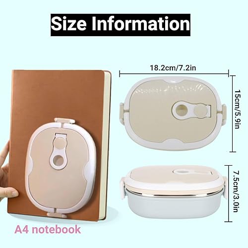 Miniatura 2 de Niiyen Fiambrera de 30.4 fl oz de 1 capa de alimentos calientes, lonchera portátil apilable de acero inoxidable 304 para adultos, lonchera Bento