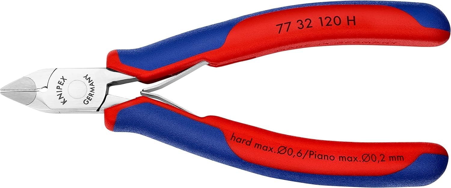 KNIPEX Alicate de corte diagonal para electrónica con filo de corte de metal duro con mangos multicomponente 120 mm, 77 32 120 H