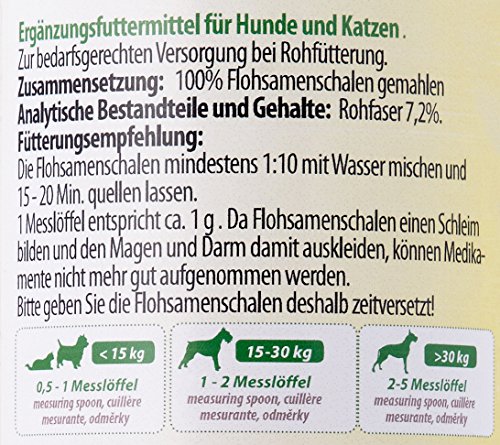 cdVet Naturprodukte Fit-BARF Flohsamenschalen 170 g - Hund&Katze - Ballaststoffe - für leichtfuttrige Hunde - als Sättigungsbeilage - Erhöhung des Kotvolumens - Analdrüse - Rohfütterung - BARFEN -