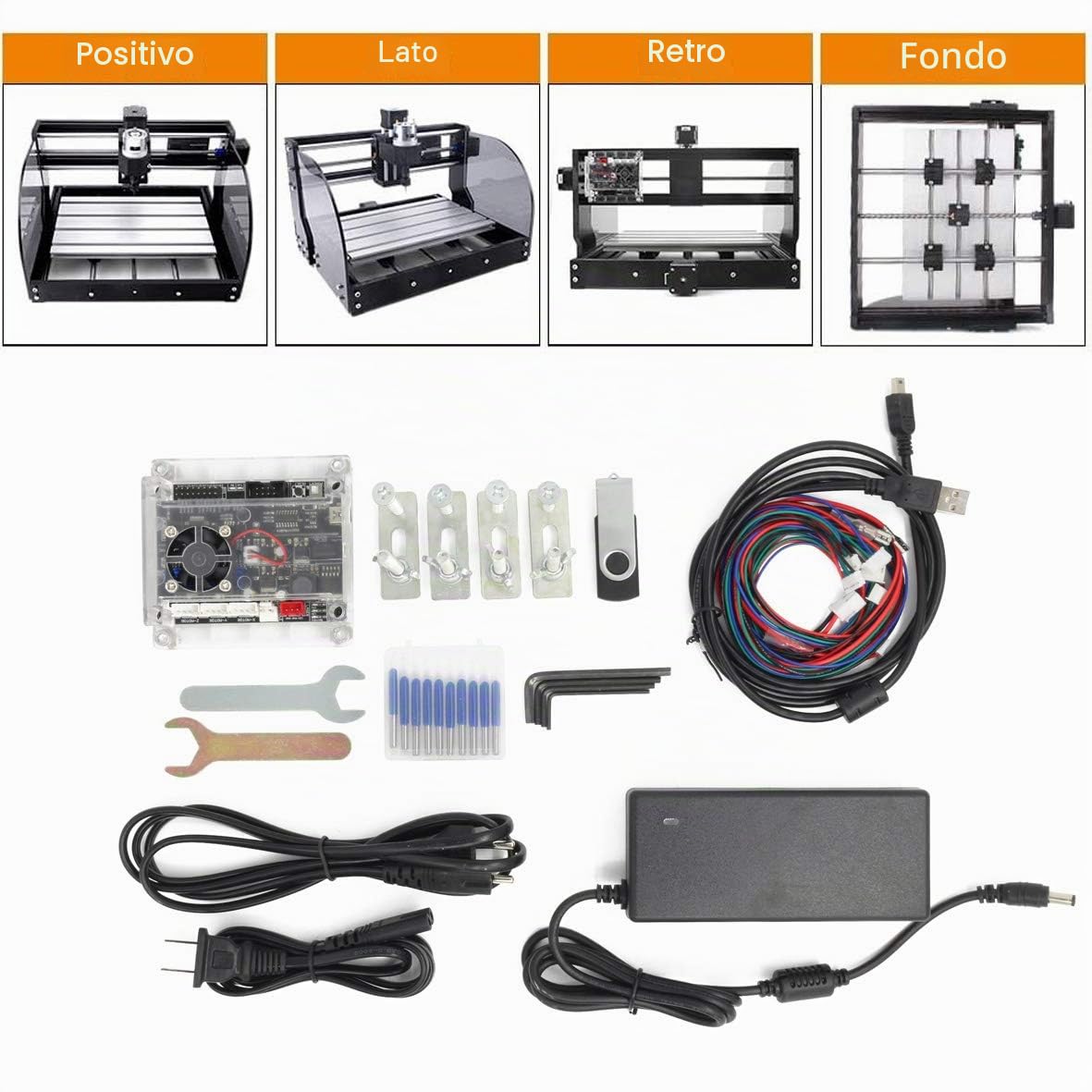 RATTMMOTOR CNC 3018 Pro Max Macchina fresatrice per incisione, 420 x 350 x 270 mm, 3 assi GRBL, controllo ER11 per intaglio su PVC, fresatrice per il fai da te
