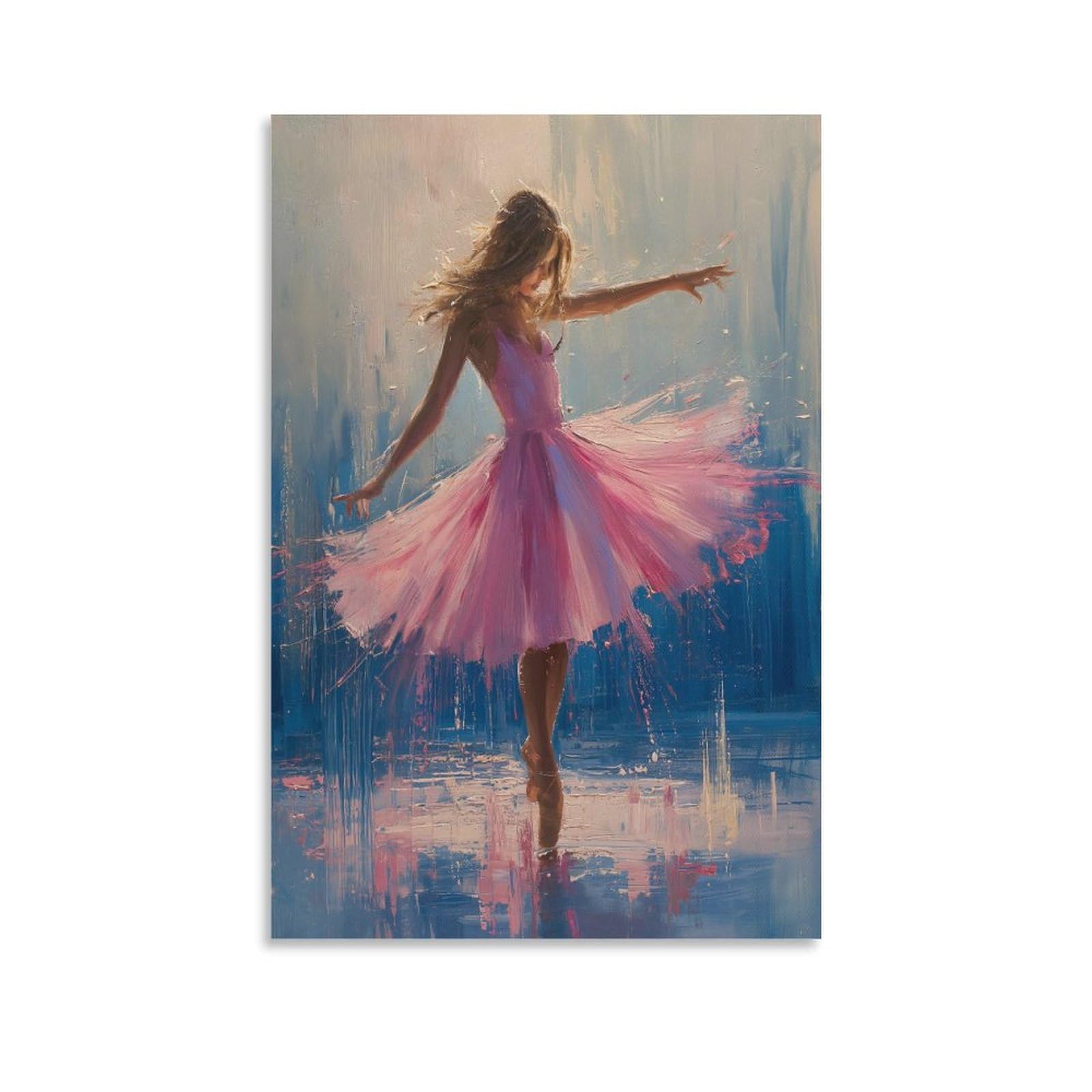 UNRXJZLVM Ballet Dance Art Canvas Prints of Modern Stretched Giclee Artwork Pictures Paintings on Canvas Wall Art for Bedroom Home Office Decorations 16x24inch(40x60cm)