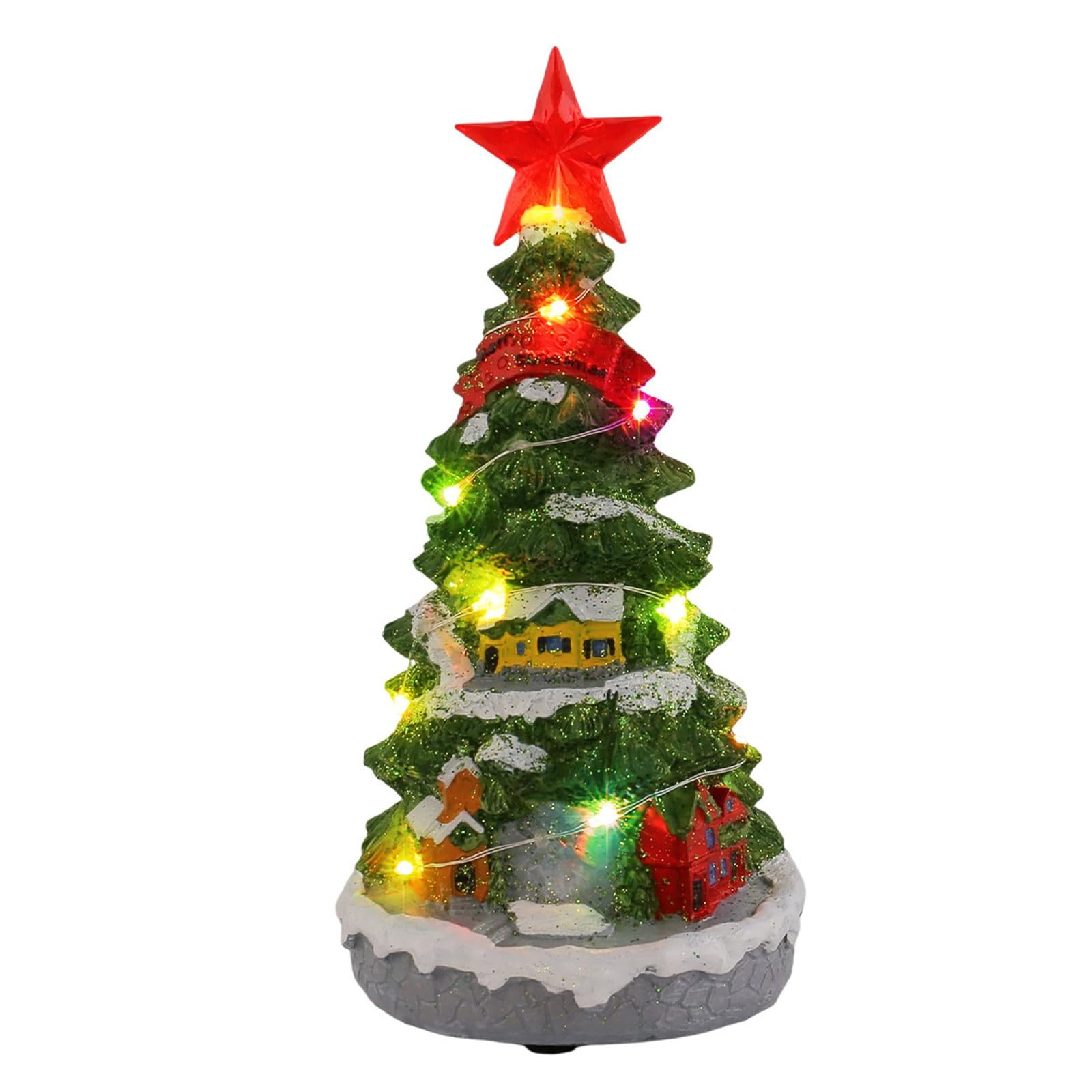our fave Resins Musical Christmas Tree Lighted Xmases Tree Music Box Christmas Tabletop Ornament for Home Tabletop Decorations Holiday Music Box