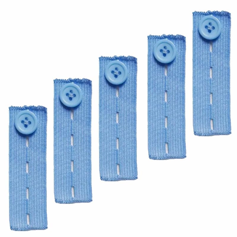 5 Extensores de Botón Elástico para Pantalones - Ajustador de Cintura Ajustable y Alargador de Pretina - Accesorio Ideal para Ampliar la Cintura con Comodidad (5 Piezas) (Azul)