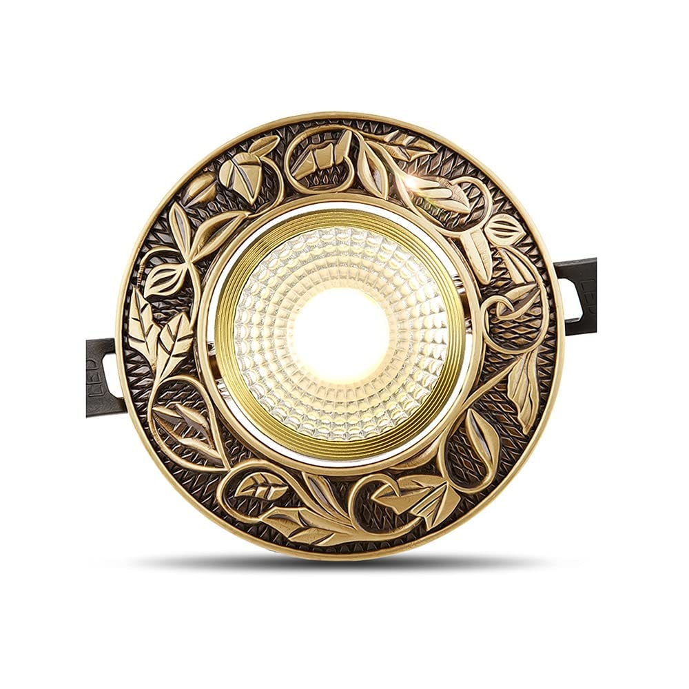 Spotlight LED encastré rond anti-éblouissement cuivre 3000K pour plafond