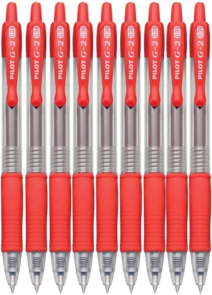 G2 Retractable Premium Gel Ink Roller Ball Pens Ultra Fine Point (.38mm) Black/Blue Ink 12 pack; Refillable & Premium Comfort Grip Bundle with Plastic Reusable Pouch
